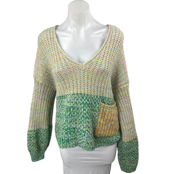 Urban Outfitters Kimchi Blue Space Station Cream Green Chunky Knit Sweater Top M - Picture 1 of 5